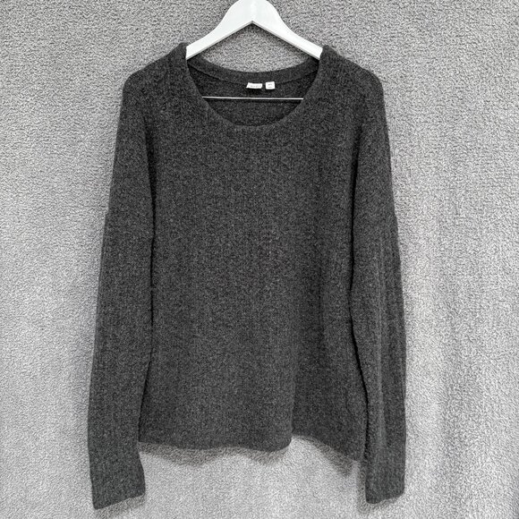 Gap Ribbed Bouclé crewneck wool and Alpaca blend sweater Grey XL - Picture 2 of 8
